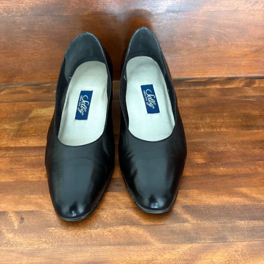 Selby Women's Black Leather Comfort Pumps Made in Spain Party Corporate Chic 9D